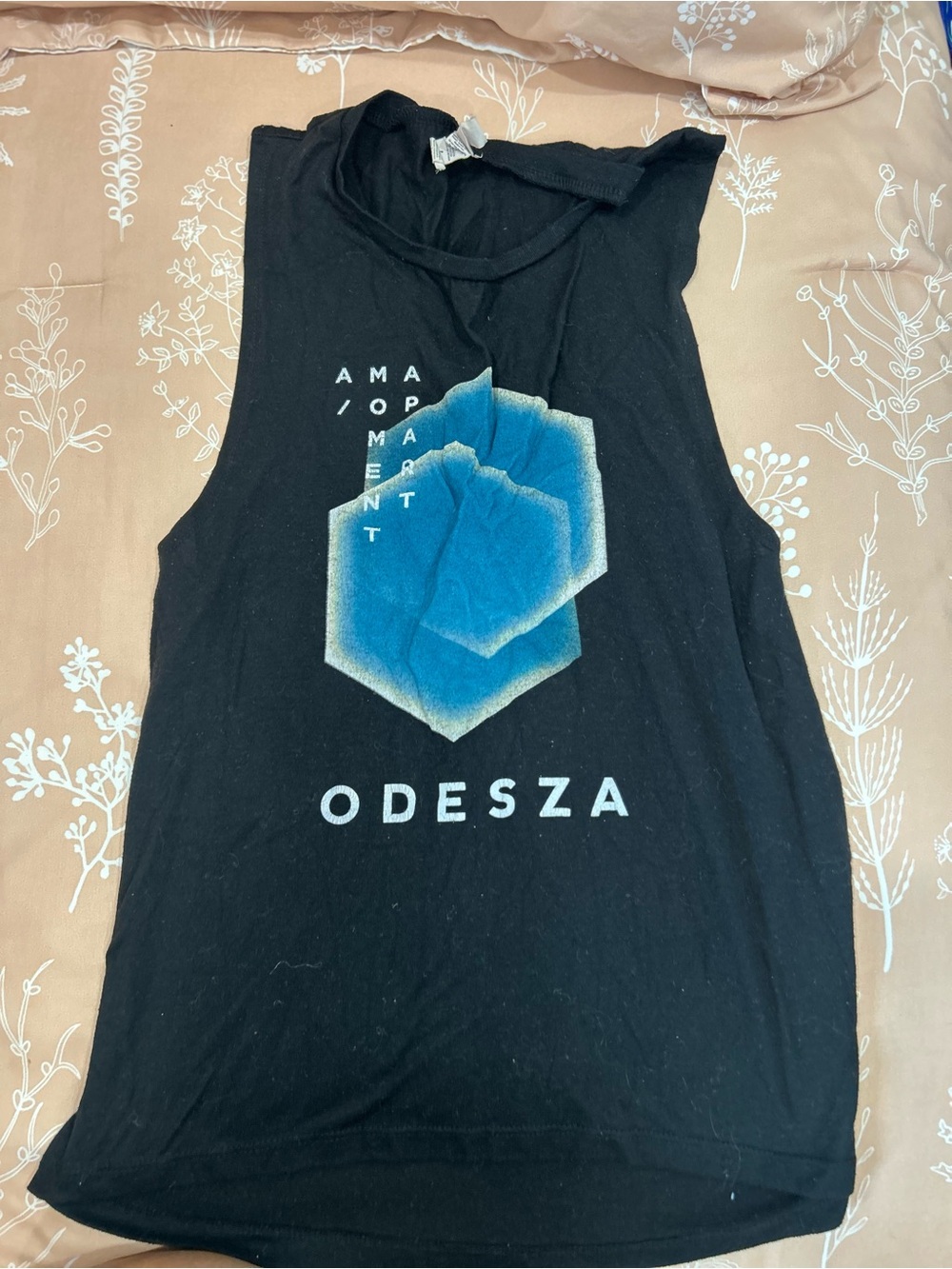 ODESZA Black Muscle Tee with Blue Hex Graphic